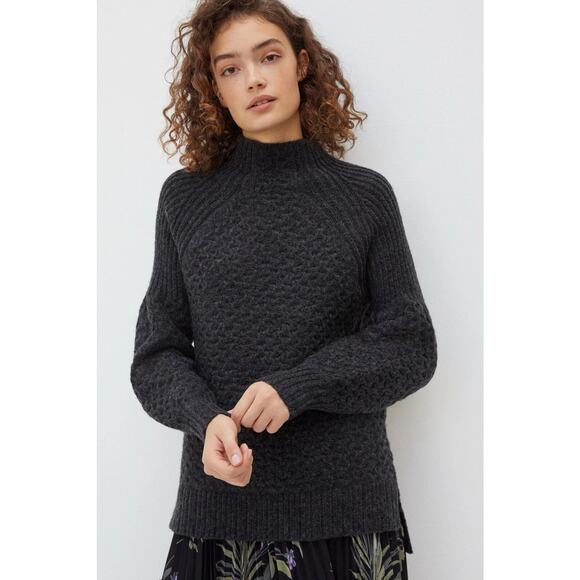 Anthropologie Bia Mock Neck Alpaca Blend Tunic Sweater in Carbon Size M - Picture 2 of 8